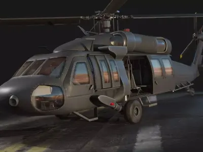 Rigged Low Poly PBR Medium Lift Utility Helicopter Low-poly 3D model