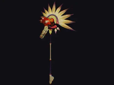Magical Staff Magic Stick Fantasy Wand Axe Fan Game Item Low-poly 3D model