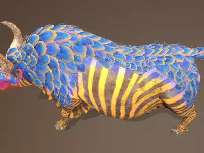 Mythical Zebra COW RUNNING animal 3D model