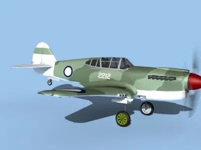 Curtiss P-40F Tomahawk V13 RNZAF 3D model