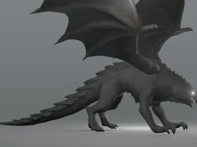 free Grey dragon rigged Free 3D model