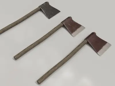 Wood Axe Set Low-poly 3D model