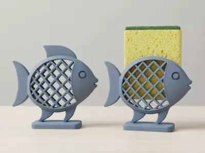 Ornamental fish loofah holder - kitchen decor 3D print model