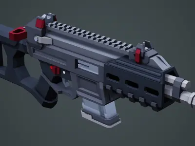 Stylized Sci-Fi UMX-50 SMG Low Poly Mobile Ready Low-poly 3D model
