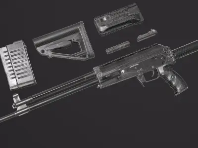 AK-308 Low-poly 3D model