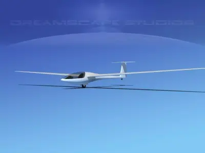 DG-400 17-Metre Sailplane Bare Metal 3D model
