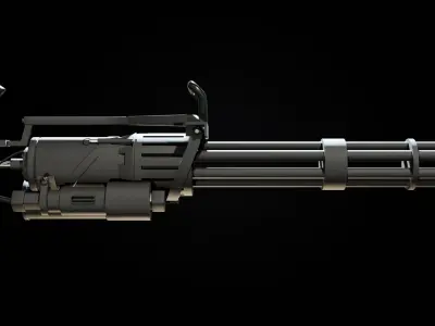 Minigun Low-poly 3D model
