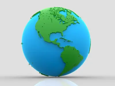 Earth high-poly globe 3D model