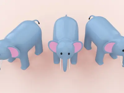 Cartoon Elephant Animal Style Cute Low-poly 3D model