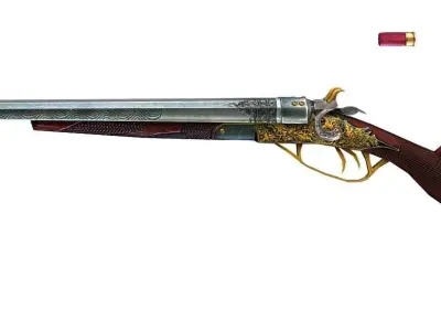 Double Barrel Shotgun 04 Low-poly 3D model