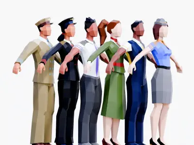Low Poly Airline Crew Pack Low-poly 3D model