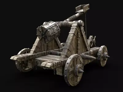 CATAPULT WAR MACHINE MEDIEVAL SIEGE ENGINE WAR BATTLE WEAPON Low-poly 3D model