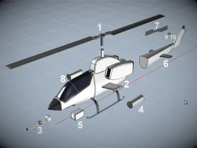 3d printable Bell Cobra helicopter 3D print model