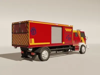 Fire Truck Madrid Game Low-poly 3D model