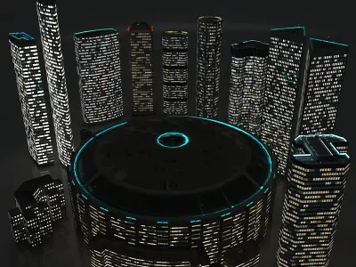 10 Buildings A Low-poly 3D model