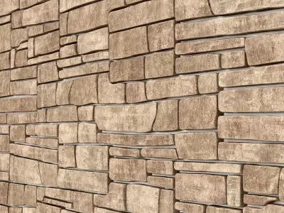Wall stone clincer panel many part n1 3D model