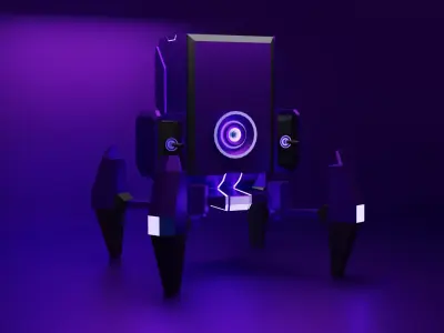 low poly turret futuristic robot Low-poly 3D model