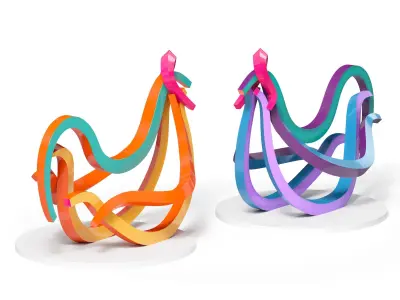 Two Roosters Statue 3D model