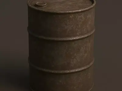 Old Rusty Metal Barrel Dark Gray 3D Model 3D model