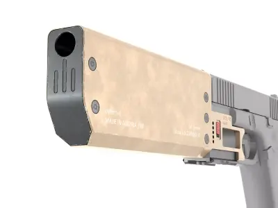 Fischer Development Suppressor FDE for Glock 19 Gen5 Low-poly 3D model