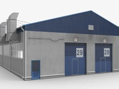 Factory Unit Building UralSpetsTrans Simplified 3D model