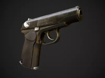 Low Poly Small Arms Weapon - 3 In 1 - Textured Low-poly 3D model