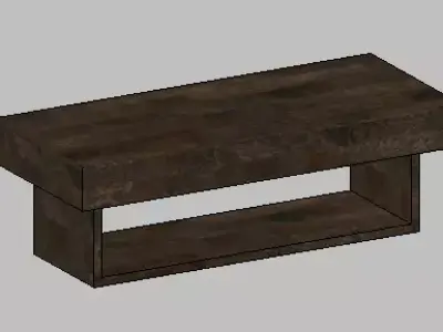 Rustic Solid Wood Coffee Table  Revit Family  3D model