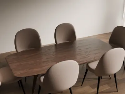 Modern Dining Table Set Low-poly 3D model