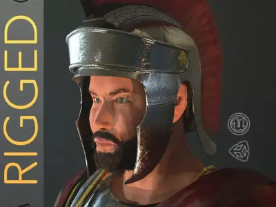 Roman Soldier With Beard Rigged Low-poly 3D model