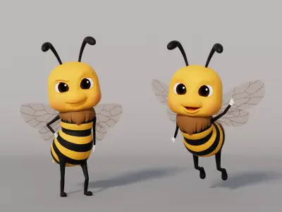 Rigged Cartoon Bee 3D model