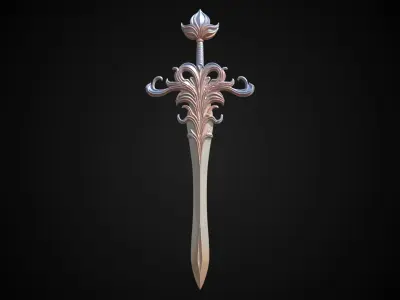 Stylized Elf Sword - Lotusguard - Game Ready 3D model