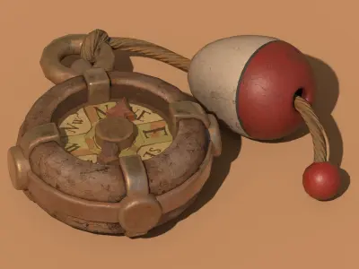 Stylized LP Cartoony Fishing Bobber Compass Low-poly 3D model