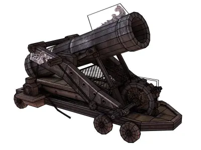 Lowpoly Cannon Low-poly 3D model