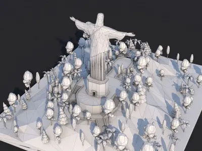 Low Poly Christ The Redeemer Statue Landmark Low-poly 3D model