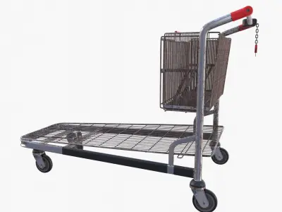 Shopping cart weathered stack v2 3D model