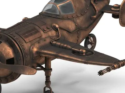 Phantom toy airplane in copper 3D model