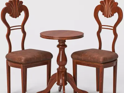 antique chair table Free 3D model