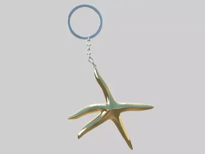 starfish keychain golden 3D model