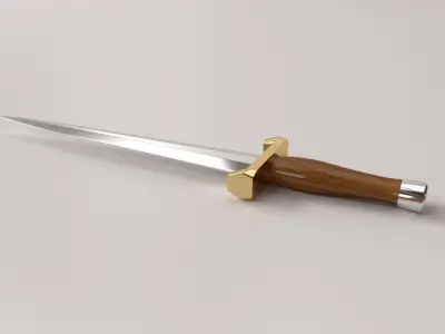 Knife sword with wooden handle 3D model