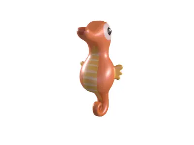 Hippocampus cartoon Free low-poly 3D model