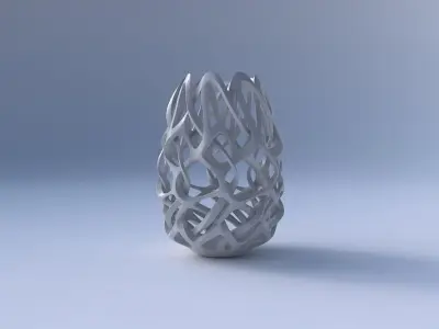 Bowl cylindrical with interlacing sharp edged lattice long ne... 3D model