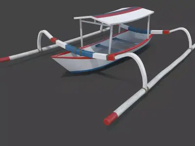 Traditional Bali Boat Jukung Low-poly 3D model