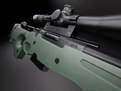 Modern AAA Bolt Action Rifle Pack Game Ready PBR Low-poly 3D model