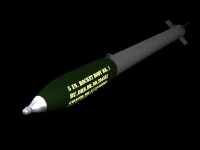 5 Inch MK1 FFAR Rocket incl Smoke trail 3D model