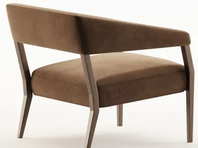 Gary Modern Oak Green Velvet Club Chair 3D model