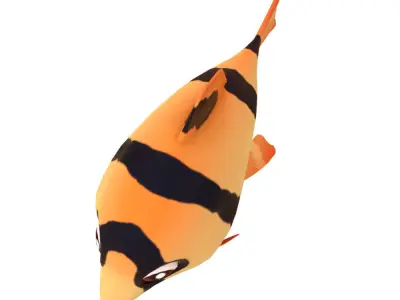 Tiger Barb Fish Cartoon Animated Low-poly 3D model