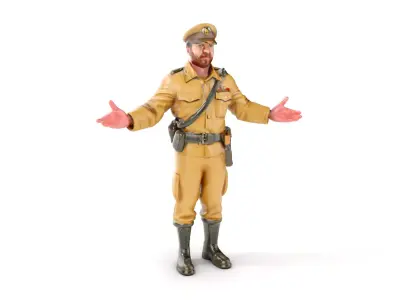 Military Officer D Character Model Rigged and Animated Low-poly 3D model