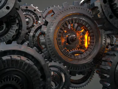 Gear Mechanism Cogwheels Set Kitbash 3D Model Low-poly 3D model