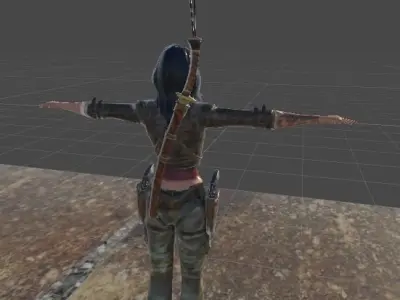 Female Warrior Low-poly 3D model