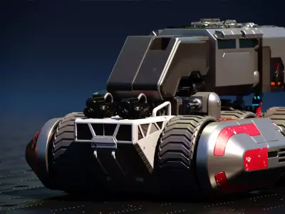 Monster Truck Sci Fi  6 Wheel 3D model